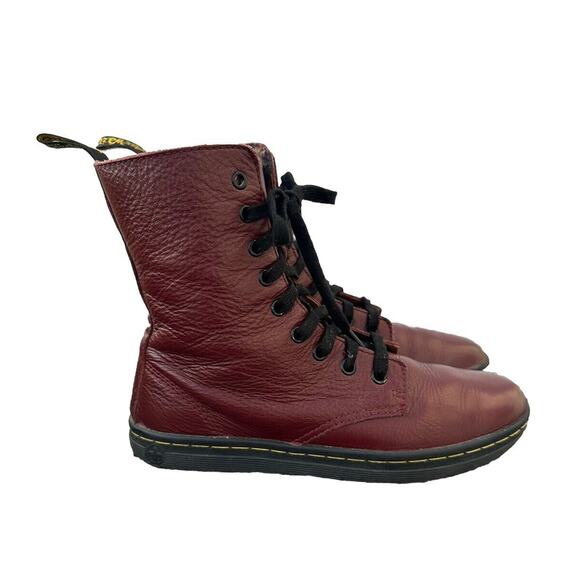 Martens Women Stratford Red Burgundy Leather Lightweight Shoes